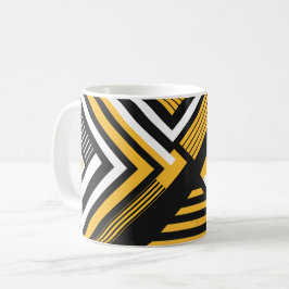 Geometrisk grafik med Gult, svarta och vita former Kaffemugg