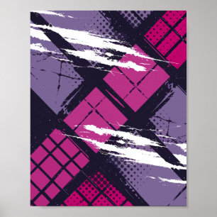 Geometrisk grafik med Magenta- och Lila-toner Poster