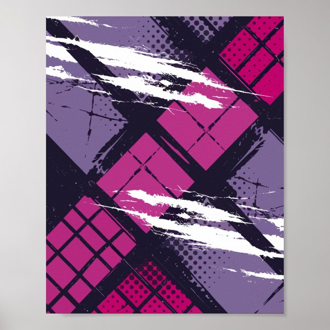 Geometrisk grafik med Magenta- och Lila-toner Poster (Framsidan)