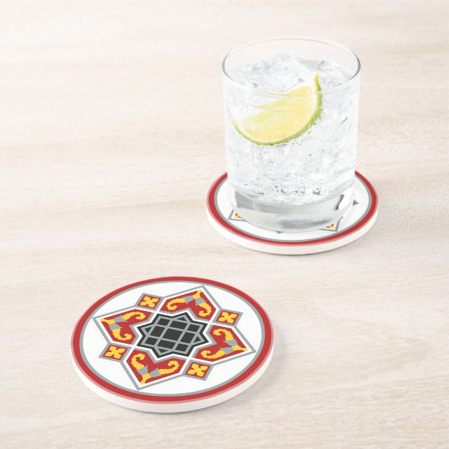 Geometrisk grafik med rött svart Barcelonatäcke fö Underlägg (Sidan)