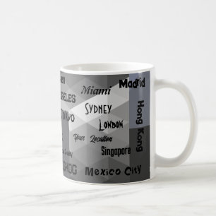 geometrisk grått blue Mega city Kaffemugg