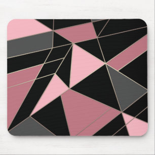 Geometrisk, grått, rosa musmatta