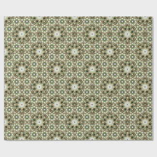 Geometrisk grön och vit blomkalejdoskop presentpapper
