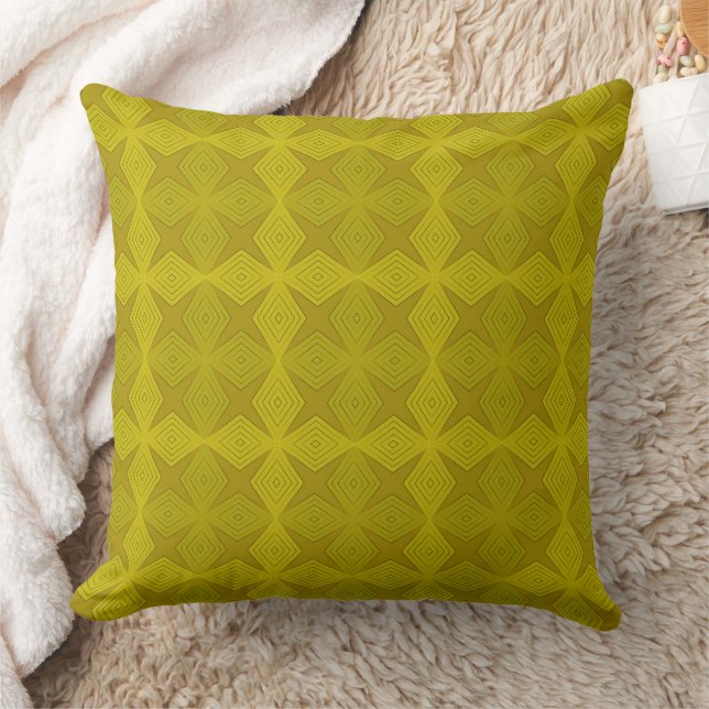 Geometrisk grön oliv art deco kudde (Filt)