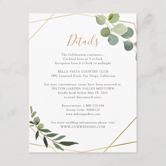 Geometrisk grönska Eukalyptus Information Detaljer Tilläggskort (Framsida)