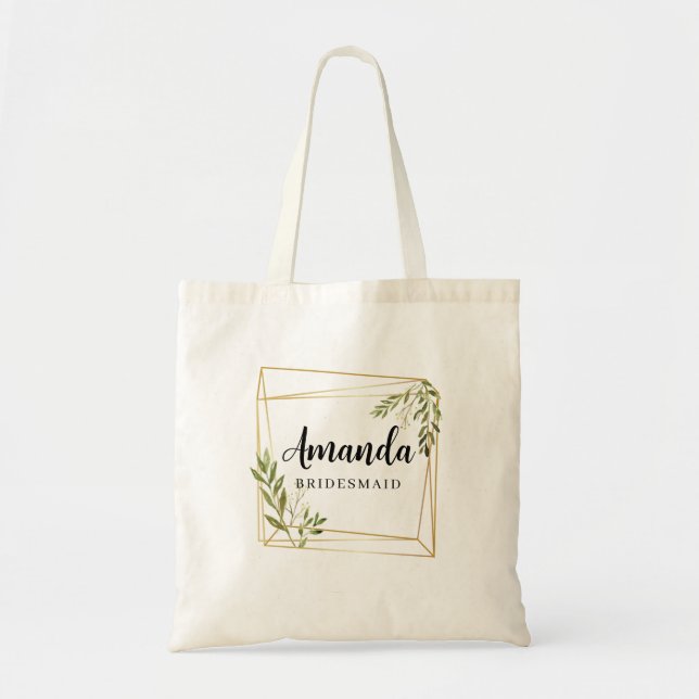 Geometrisk Grönska Minimal Brudtärna Totebag Tygkasse (Framsidan)
