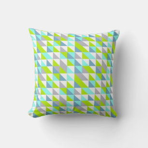 Geometrisk Grönt, blå vit Grått Triangles Mönster Kudde
