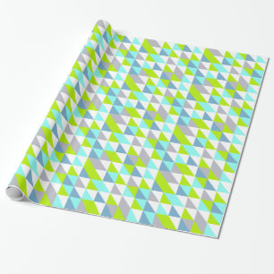 Geometrisk Grönt, Blue White Grått Triangles Mönst Presentpapper