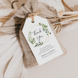Geometrisk Grönt Eucalyptus Löv Bröllop Tack Presentetikett