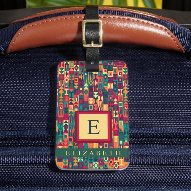 Geometrisk Grönt för anpassadets röda Gulter Bagagebricka (Framsida Insitu 2)