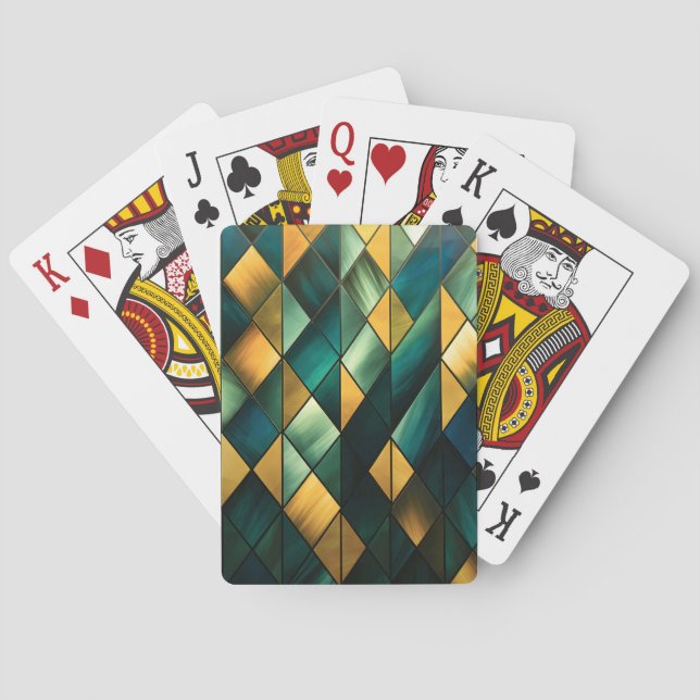 Geometrisk Grönt för gyllene Abstrakter Casinokort (Baksidan)