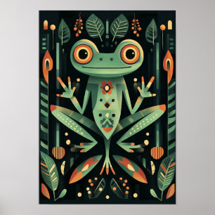 Geometrisk Grönt Frog Poster