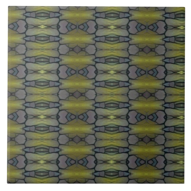 Geometrisk grönt gräsmoss löv kakelplatta (Framsidan)