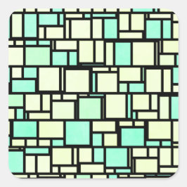 Geometrisk Grönt Gult Mönster Fyrkantigt Klistermärke