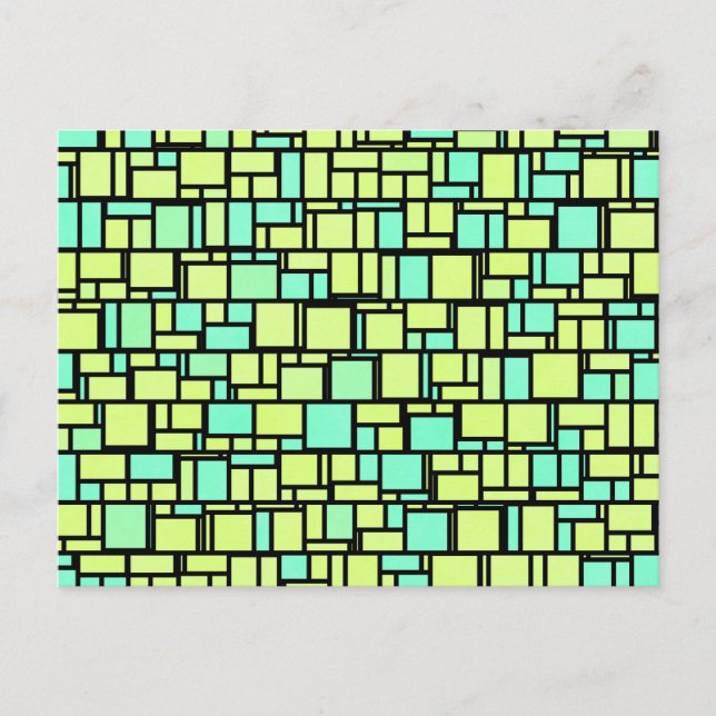 Geometrisk Grönt Gult Mönster Vykort (Framsida)