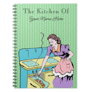Geometrisk Grönt i Cookbook-kök för återkök Anteckningsbok