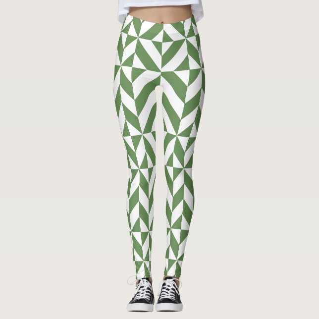 Geometrisk grönt leggings (Framsida)
