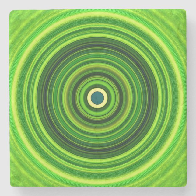 Geometrisk Grönt Mandala-25436 Stenunderlägg (Framsidan)