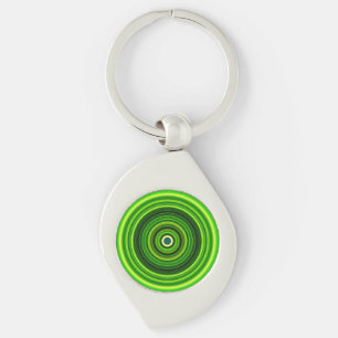 Geometrisk Grönt Mandala-25436 Swirl Silverfärgad Nyckelring