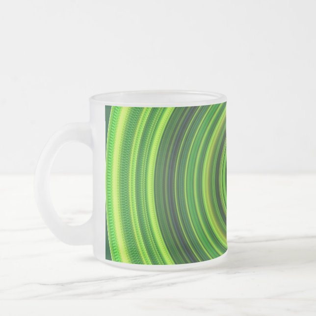 Geometrisk Grönt Mandala Design-64555 Frostad Glasmugg (Vänster)
