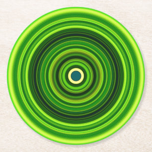 Geometrisk Grönt Mandala Design-64555 Underlägg Papper Rund