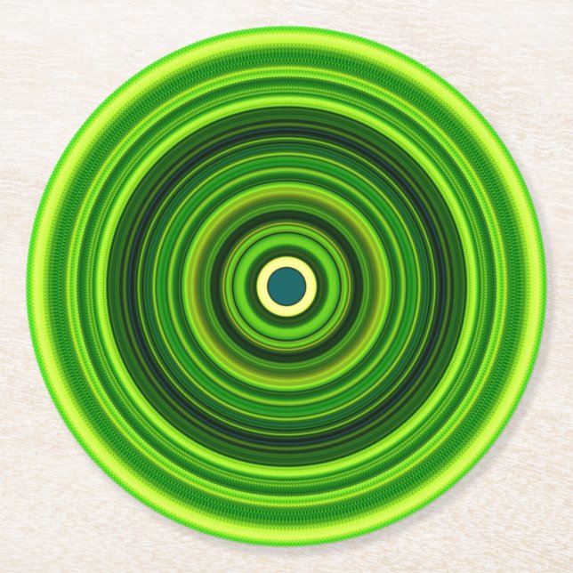 Geometrisk Grönt Mandala Design-64555 Underlägg Papper Rund (Framsidan)