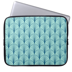 Geometrisk Grönt till havs: Fläkt Mönster. Laptop Fodral
