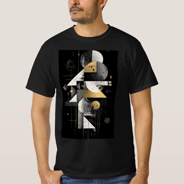 Geometrisk Guld Abstrakt T-shirt (Framsida)