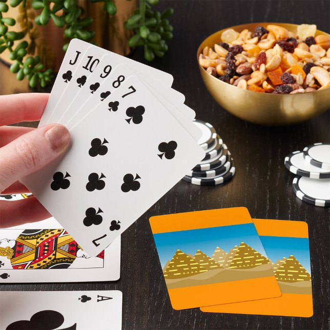Geometrisk Guld Egyptiska Pyramider Ökenlandskap Casinokort (Skapare uppladdad)