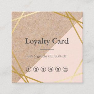 Geometrisk guld- KraftPrinted Lt Pastell Rosa Fyrkantigt Visitkort