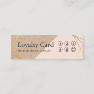 Geometrisk guld- KraftPrinted Lt Pastell Rosa Mini Visitkort