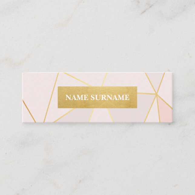 Geometrisk guld- pastellfärgad rosa mini- mini visitkort (Framsida)