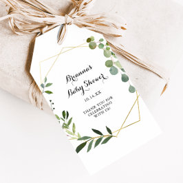 Geometrisk guld tropisk kalligrafi Baby Shower Presentetikett