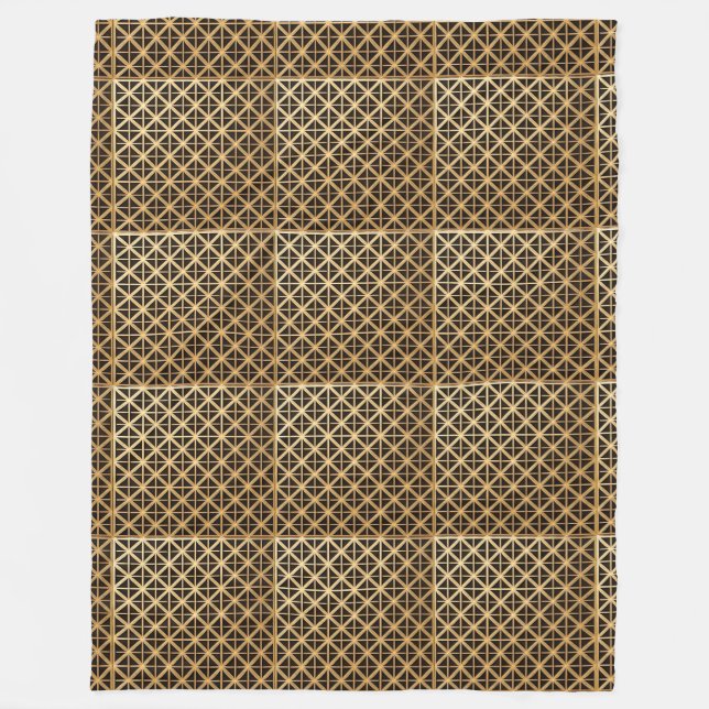 Geometrisk guldpanel fleecefilt (Framsidan)