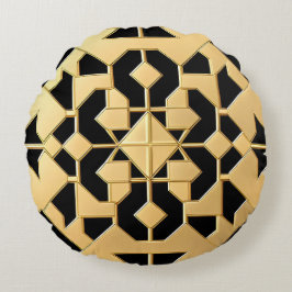Geometrisk guldpanel rund kudde