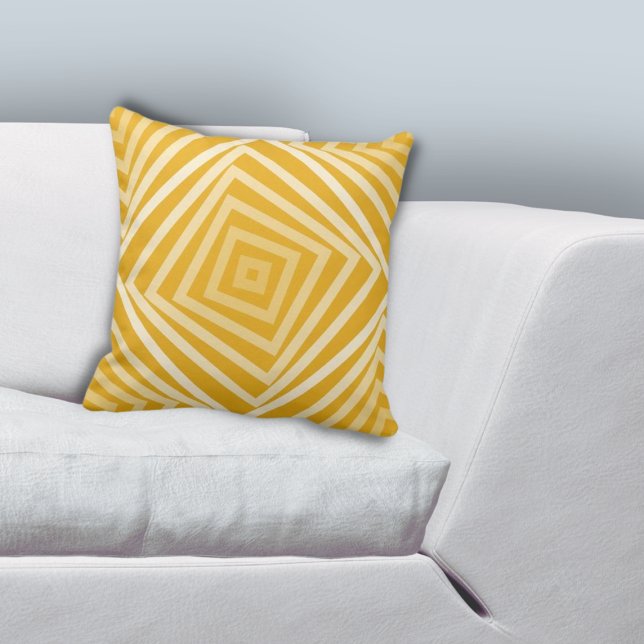 Geometrisk Gult Nested Box Spiral Mönster Kudde (Geometric Yellow Nested Box Spiral Pattern Throw Pillow)