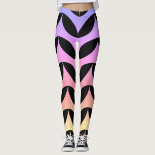 Geometrisk halvcirkel svart och blått trendig somm leggings