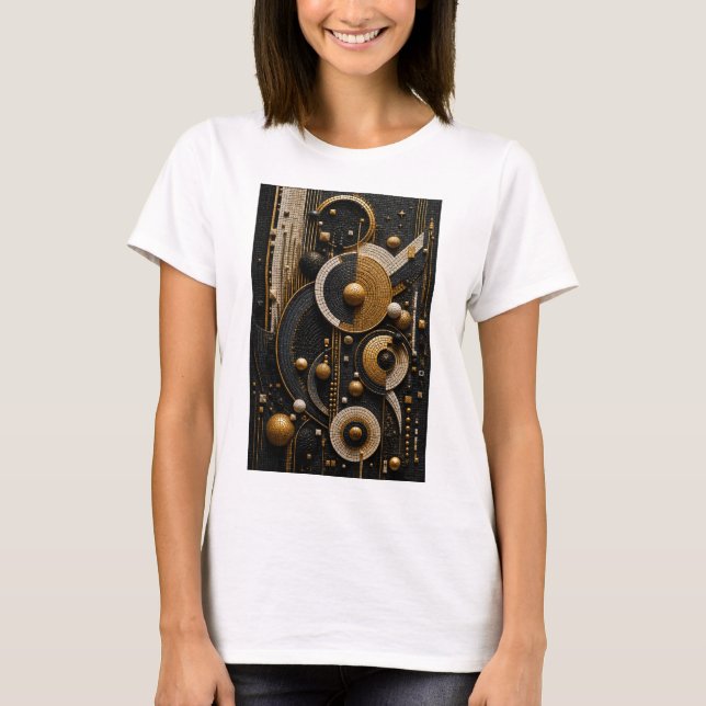 Geometrisk harmoni i 3D mikro mosaik T Shirt (Framsida)