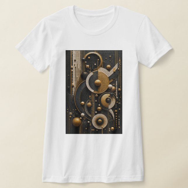 Geometrisk harmoni i 3D mikro mosaik T Shirt (Laydown)