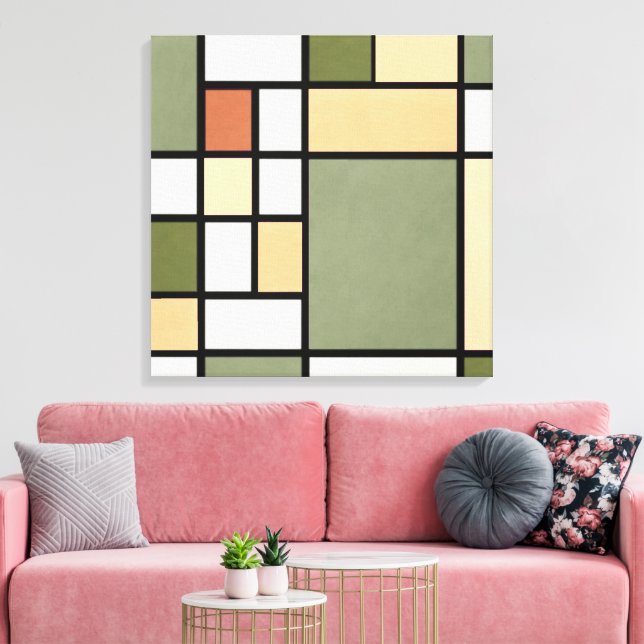 Geometrisk harmoni – Jordnära Zen Canvastryck (Insitu (Vardagsrum))