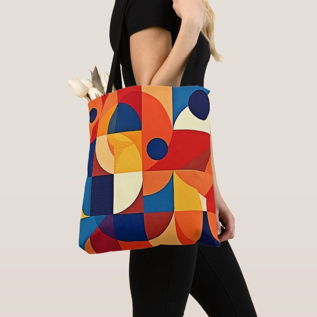 Geometrisk Harmoni: Konstnärlig Design Tygkasse (Närbild)