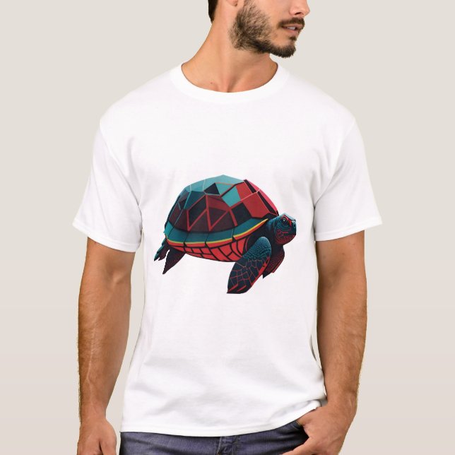Geometrisk havssköldpadda röd t shirt (Framsida)