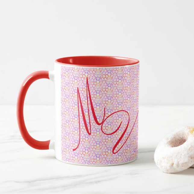 Geometrisk Hett Färg Monogrammed Mugg (Med munk)