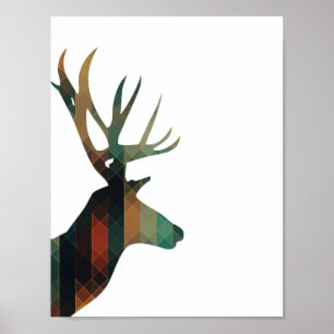 Geometrisk Hjort med Antlers Poster