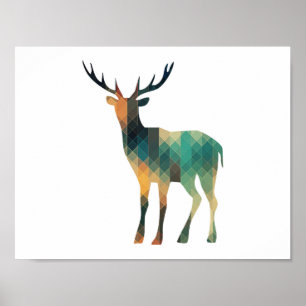 Geometrisk hjortSilhouetteaffisch Poster
