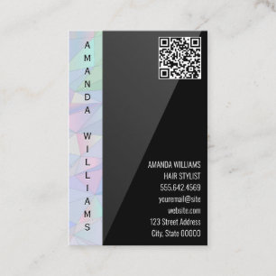 Geometrisk holografi Black Sleek QR-kod Visitkort