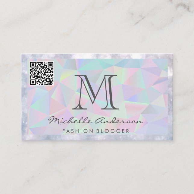 Geometrisk holografisk bakgrund | QR-sökning | Boc Visitkort (Framsida)