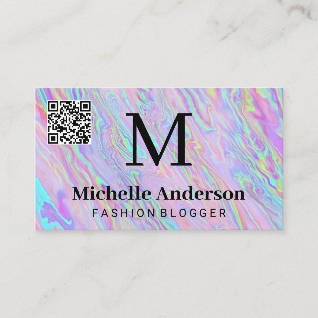Geometrisk holografisk vätska | QR-sökning Visitkort (Framsida)