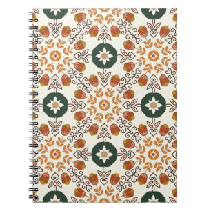 Geometrisk höstBlommigt, Vintage sömlös. Anteckningsbok