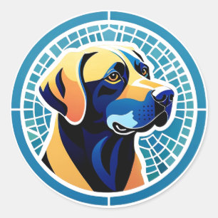 Geometrisk hundhuvudlogotyp Emblem Runt Klistermärke